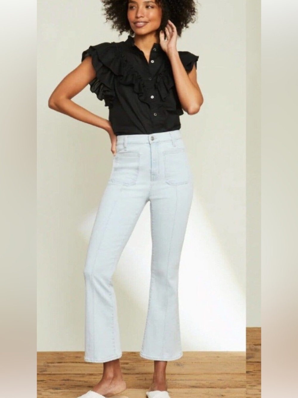 Veronica Beard Carson High Rise Ankle Flare Aspen patch pockets Jeans size 26